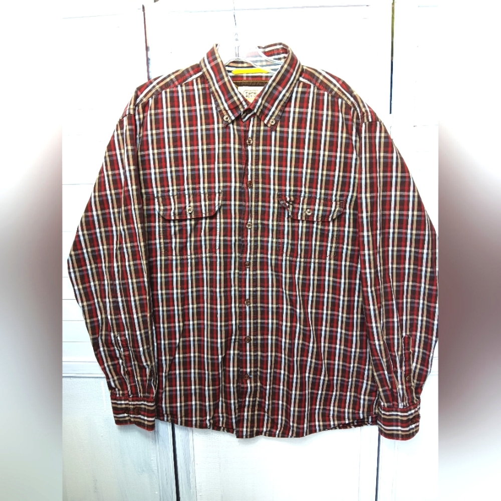 Vintage camel active plaid button down shirt size XL